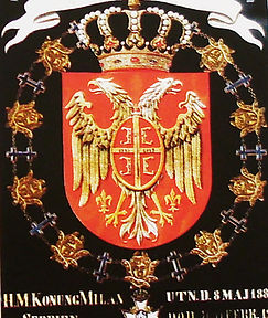 Династички грб краља Милана као витеза светског ордена серафима